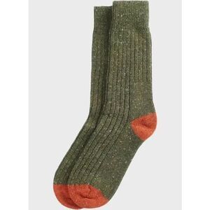 Barbour Olive Boot Socks Men’s Medium – Tweed Knit with Contrast Heel & Toe NWT